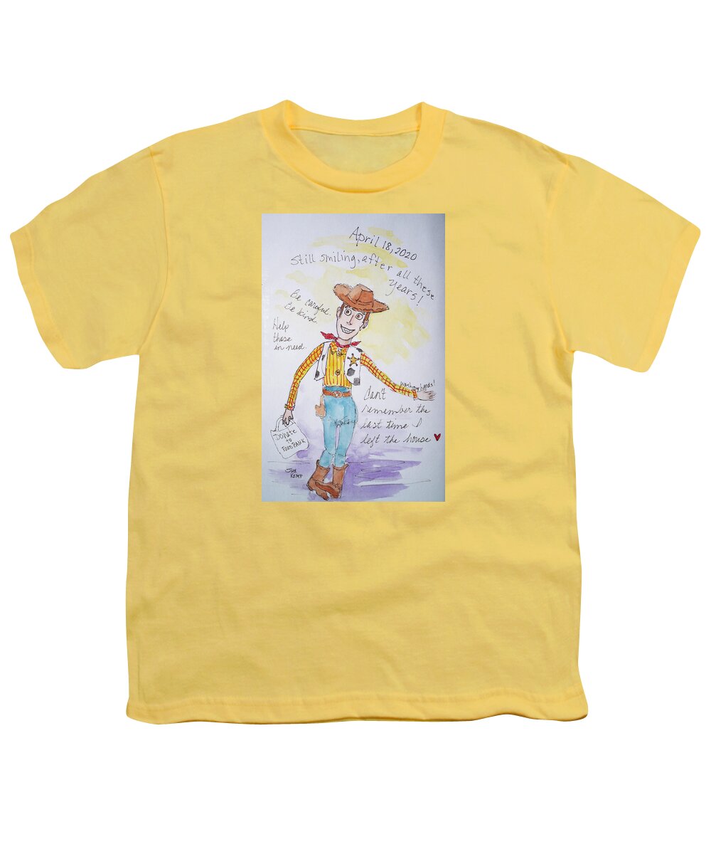 Whimsical Youth T-Shirt featuring the painting Still Smiling by Sue Kemp