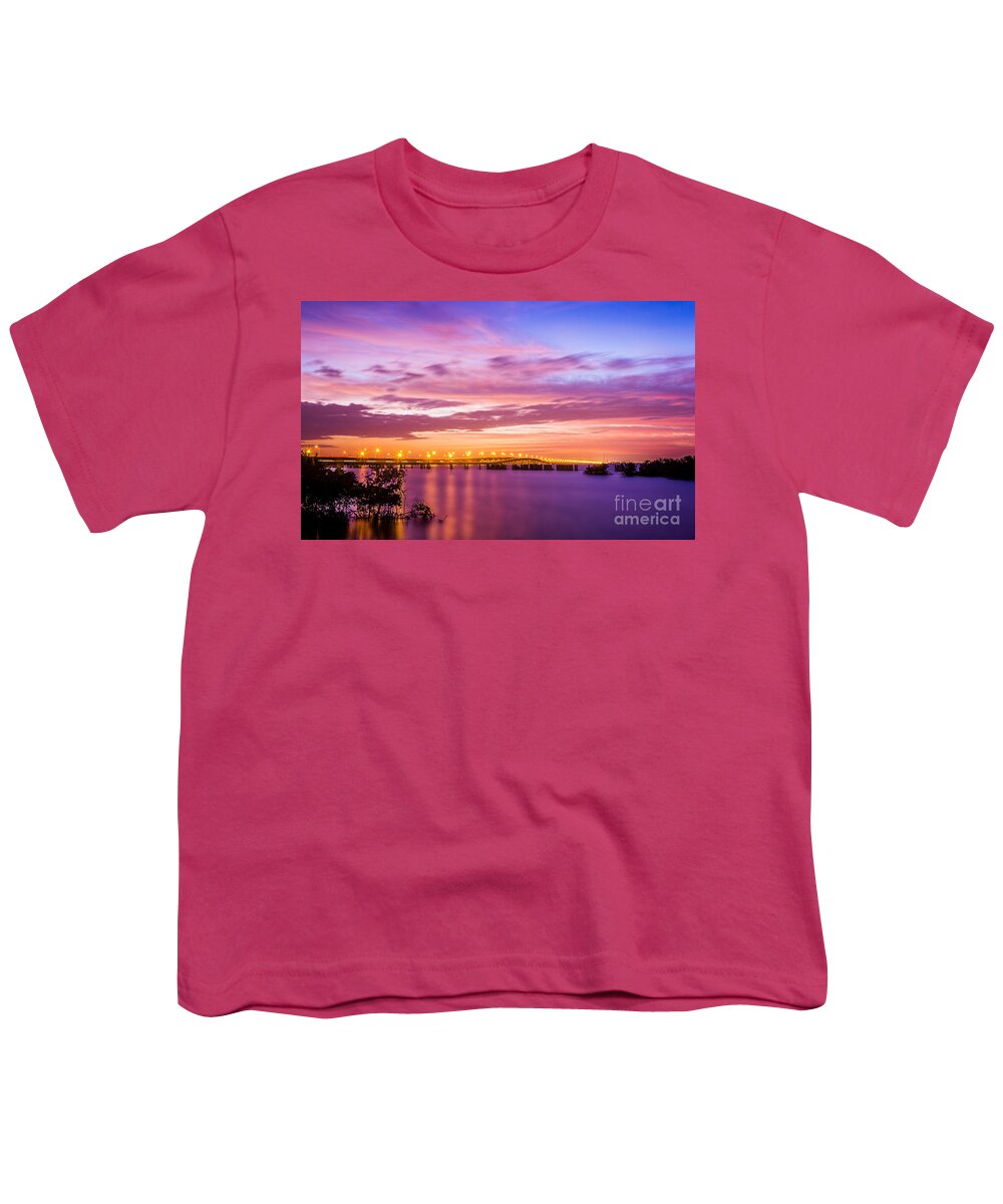 Gandy Bridge Youth T-Shirt featuring the photograph Gandy Lights by Marvin Spates