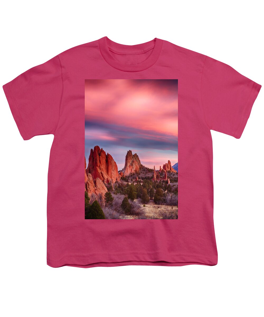Garden Of The Gods Youth T-Shirt featuring the photograph Garden of the Gods Sunset Sky Portrait by James BO Insogna