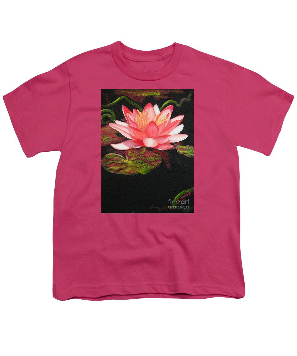 Lotus Youth T-Shirt featuring the painting In Full Bloom by Janet McDonald