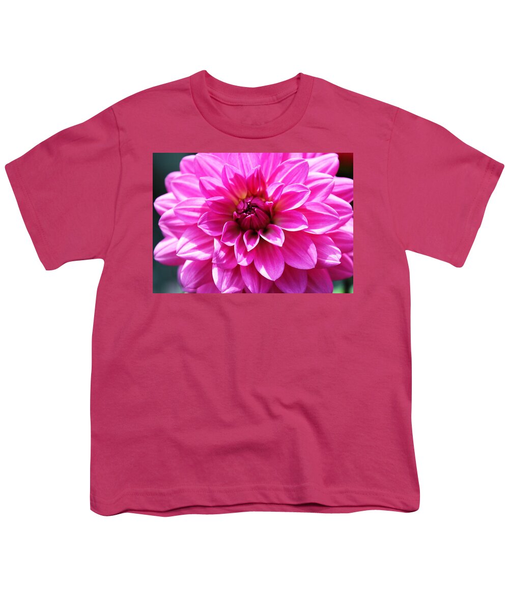 Flowers Youth T-Shirt featuring the photograph Lush Pink Dahlia by Judy Palkimas