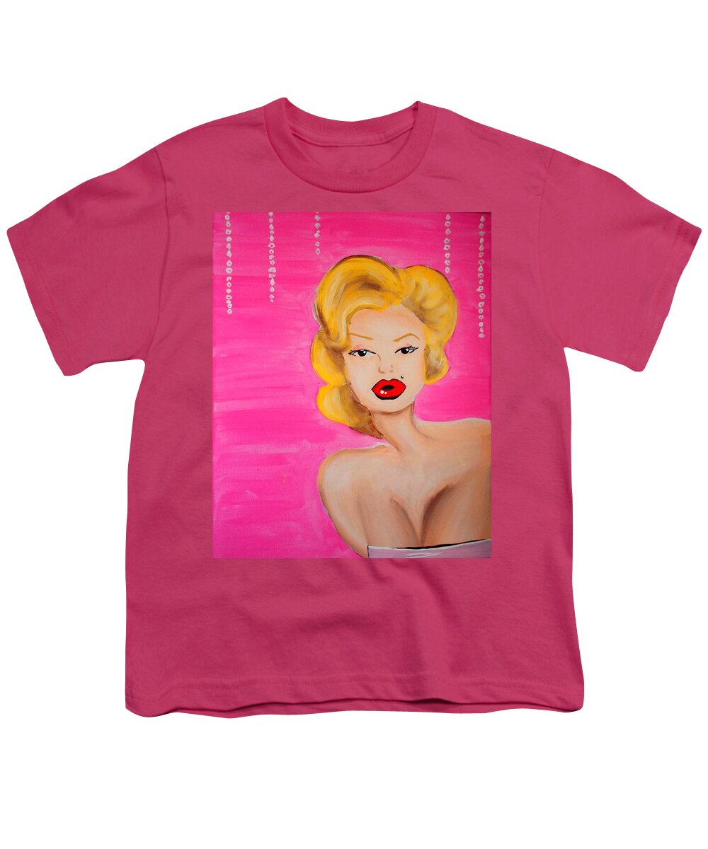 Marilyn Youth T-Shirt featuring the painting Marilyn Monroe Pink by Marisela Mungia