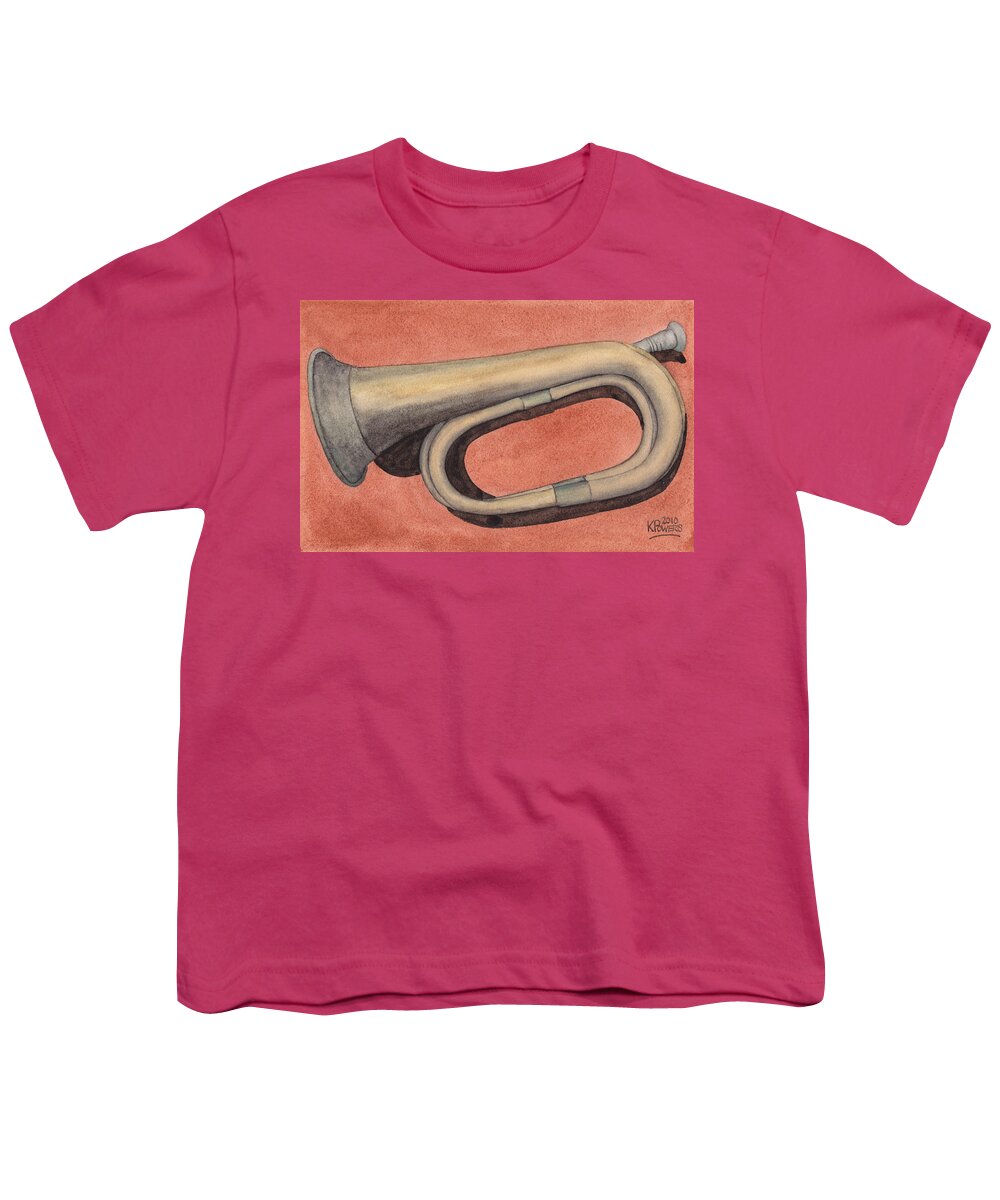 Brass Youth T-Shirt featuring the painting Old Bugle by Ken Powers