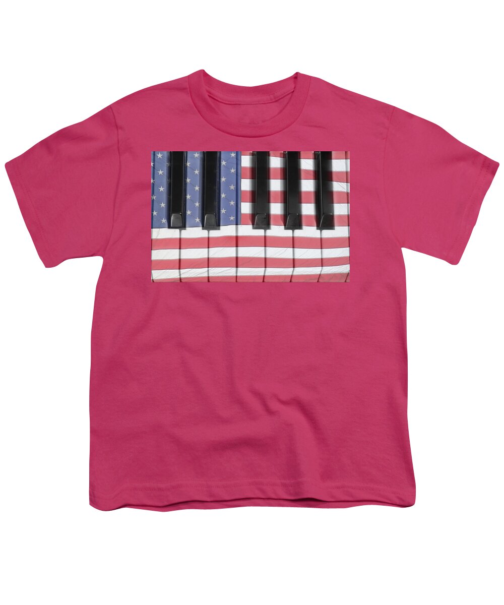 Piano Youth T-Shirt featuring the photograph Patriotic Piano keyboard Octave by James BO Insogna