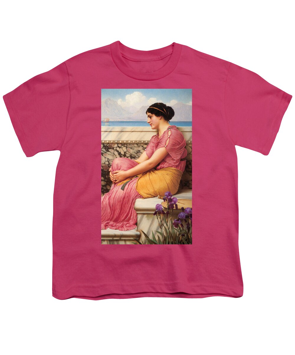 19th Century Art Youth T-Shirt featuring the painting Absence Makes the Heart Grow Fonder by John William Godward