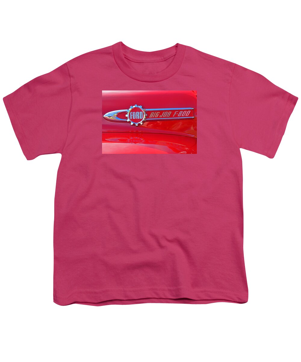 Ford Youth T-Shirt featuring the photograph Ford Big Job F-800 Badge by Mike Martin