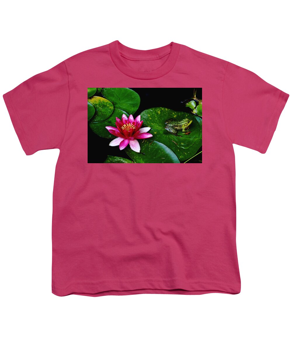 Lily Youth T-Shirt featuring the photograph Lily And The Frog by Debbie Oppermann