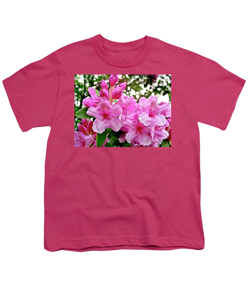 Lush Youth T-Shirt featuring the photograph Lush spring of the pink rhododendrons. by Elena Perelman