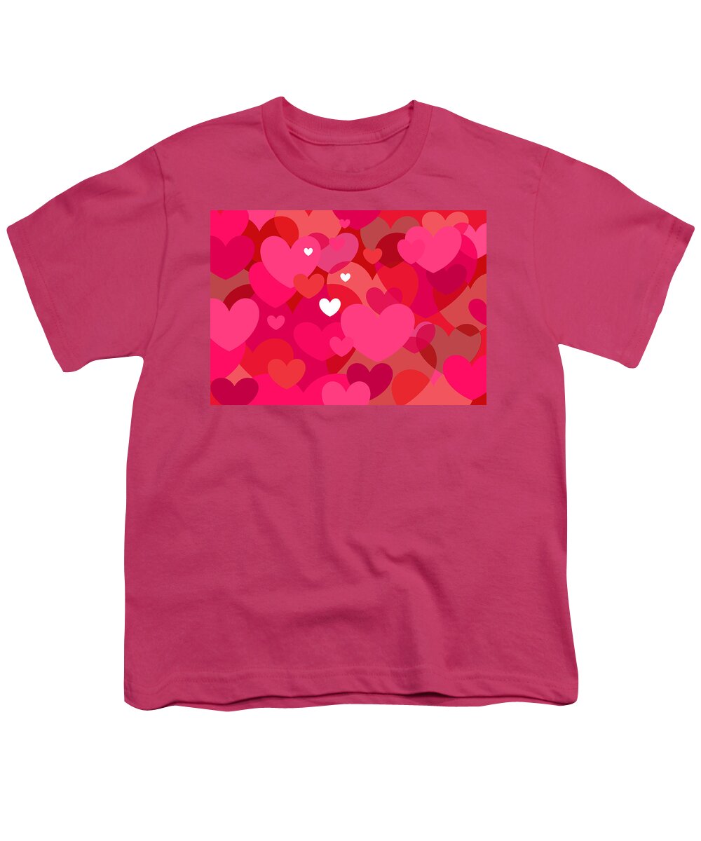 Pink Hearts Youth T-Shirt featuring the digital art Pink Hearts by Val Arie