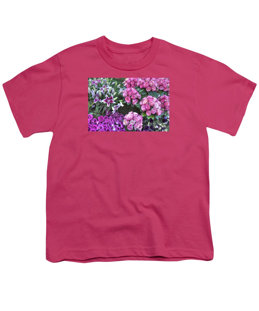 Hdr Roses Youth T-Shirt featuring the photograph Pink, Purple and Lillies by Mathias 