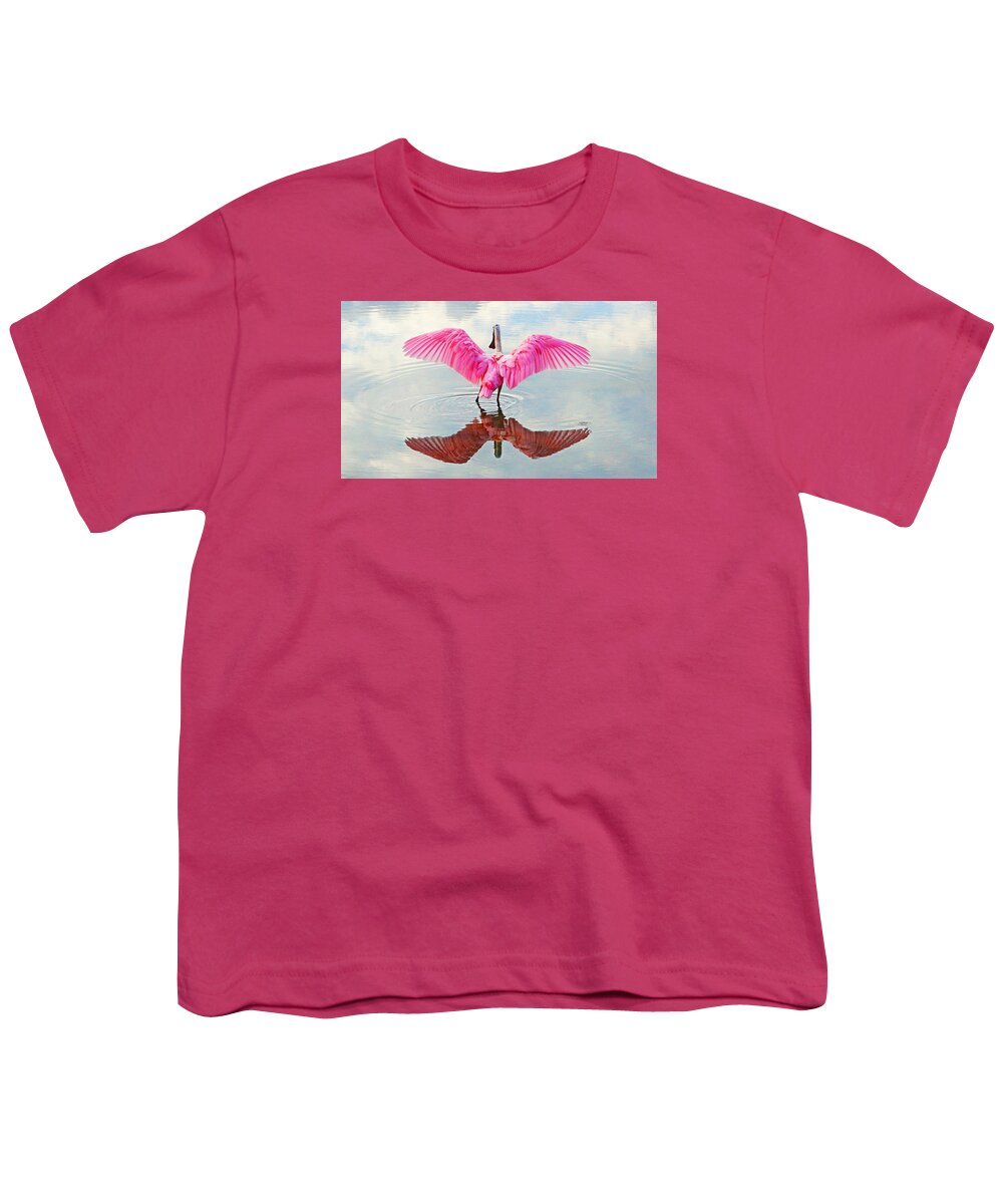 Bird Youth T-Shirt featuring the photograph Roseate Spoonbill Pink Angel by Lawrence S Richardson Jr