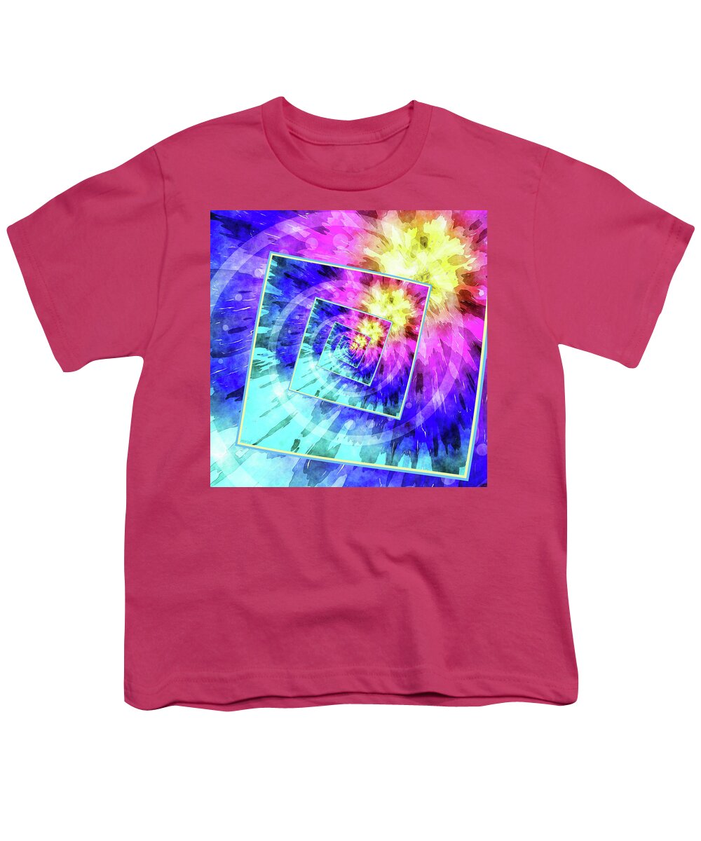 Tie Dye Youth T-Shirt featuring the digital art Spinning Tie Dye Abstract by Phil Perkins