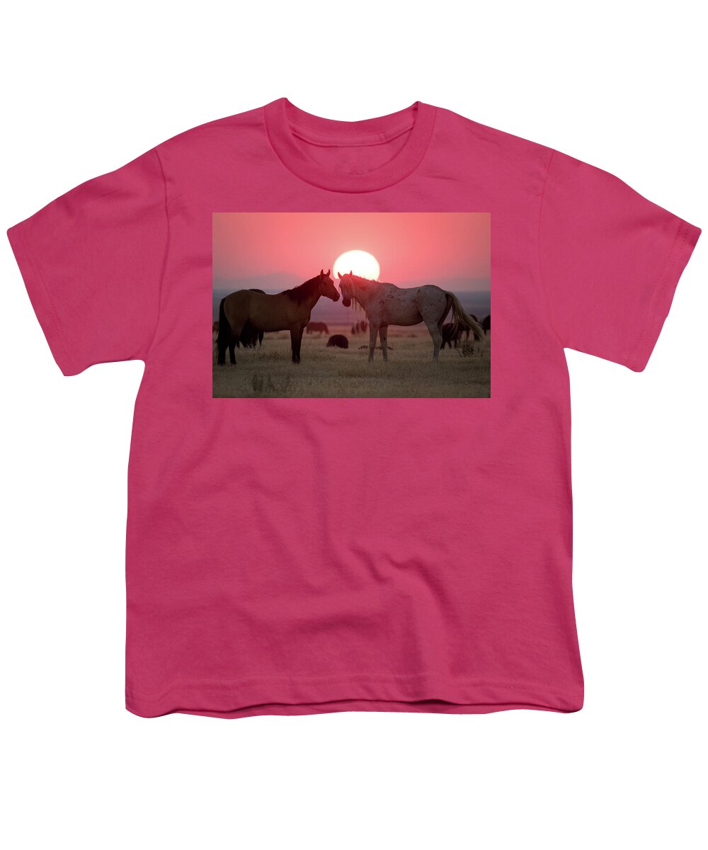 Wild Horse Youth T-Shirt featuring the photograph Wild Horse Sunset by Wesley Aston