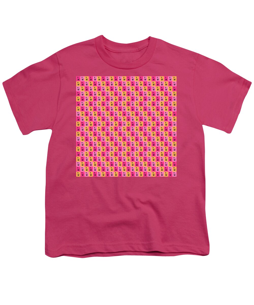 Mid Century Modern Youth T-Shirt featuring the digital art Atomic Cat 1 on Rectangles #4 by Donna Mibus