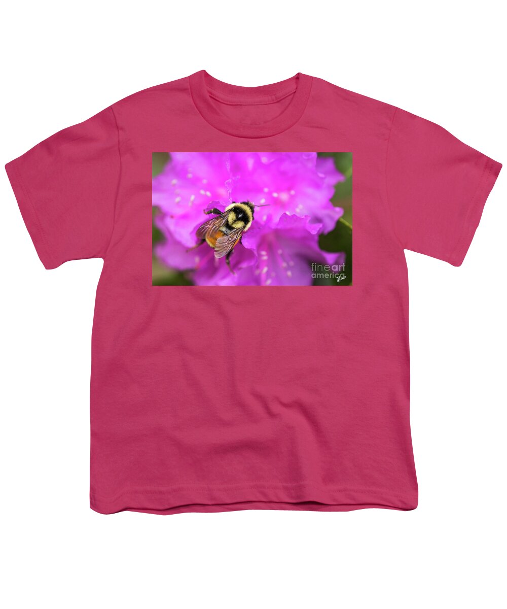 Maine Youth T-Shirt featuring the photograph Bee on Azalea by Alana Ranney