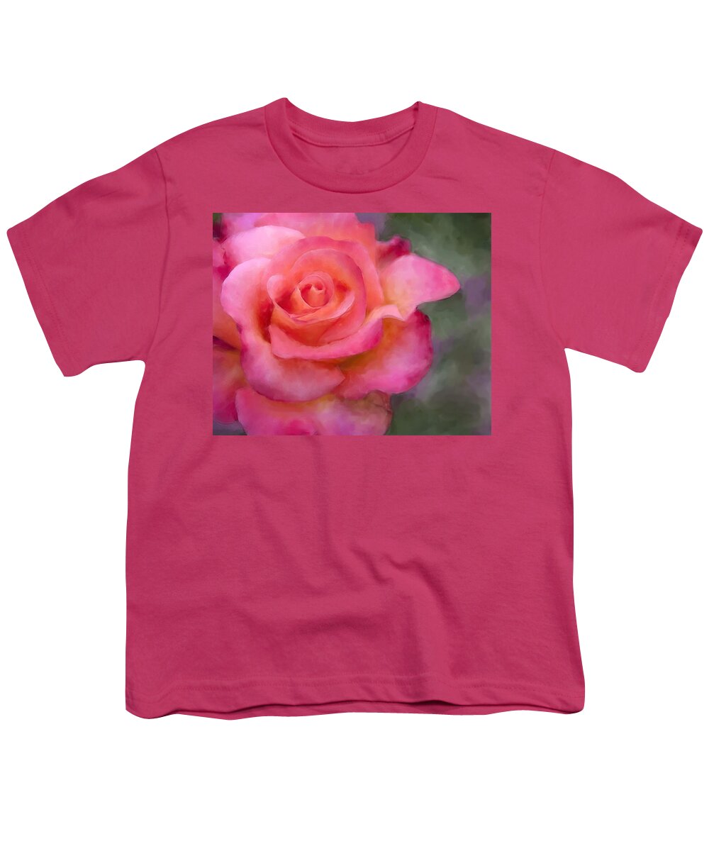 Painted Rose Youth T-Shirt featuring the painting Judy's Rose by Jeanette Mahoney
