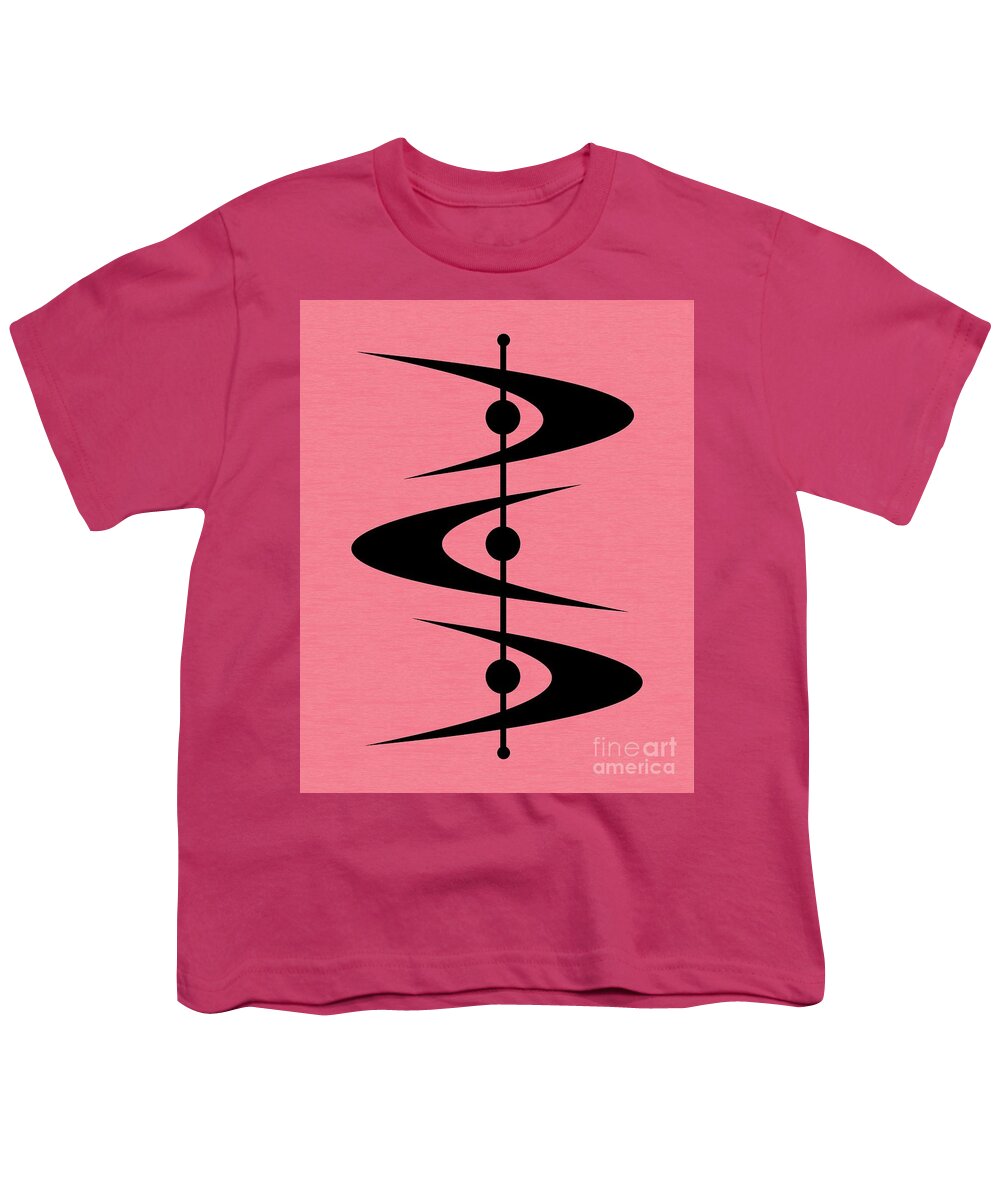  Youth T-Shirt featuring the digital art Mid Century Shapes 3 in Pink by Donna Mibus