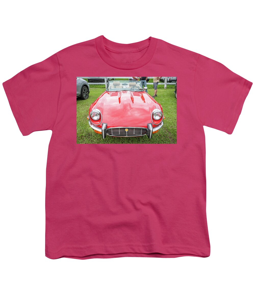 1974 Jaguar Xke V-12 Roadster Youth T-Shirt featuring the photograph 1974 Jaguar Xke V-12 Roadster X117 by Rich Franco