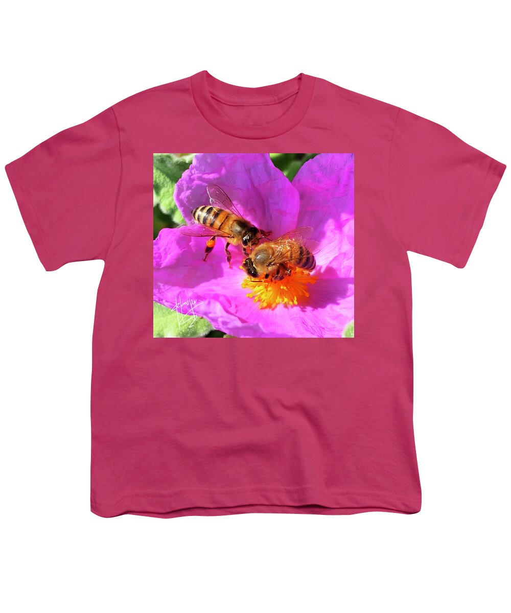 Bess Youth T-Shirt featuring the photograph 2 Bees or Not 2 Bees by DC Langer