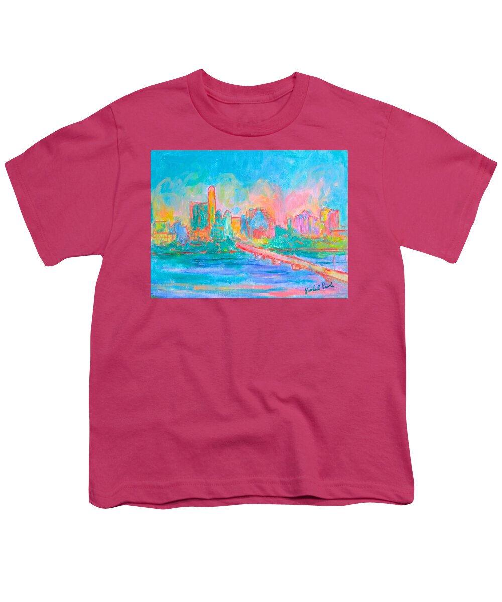 Austin Youth T-Shirt featuring the painting Austin Blue by Kendall Kessler