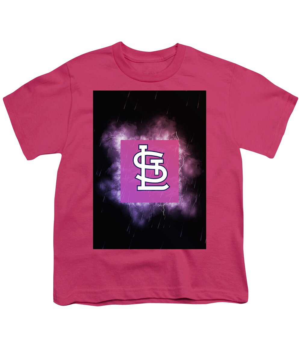 Baseball Lighting St Louis Cardinals Youth T-Shirt by Leith Huber - Pixels