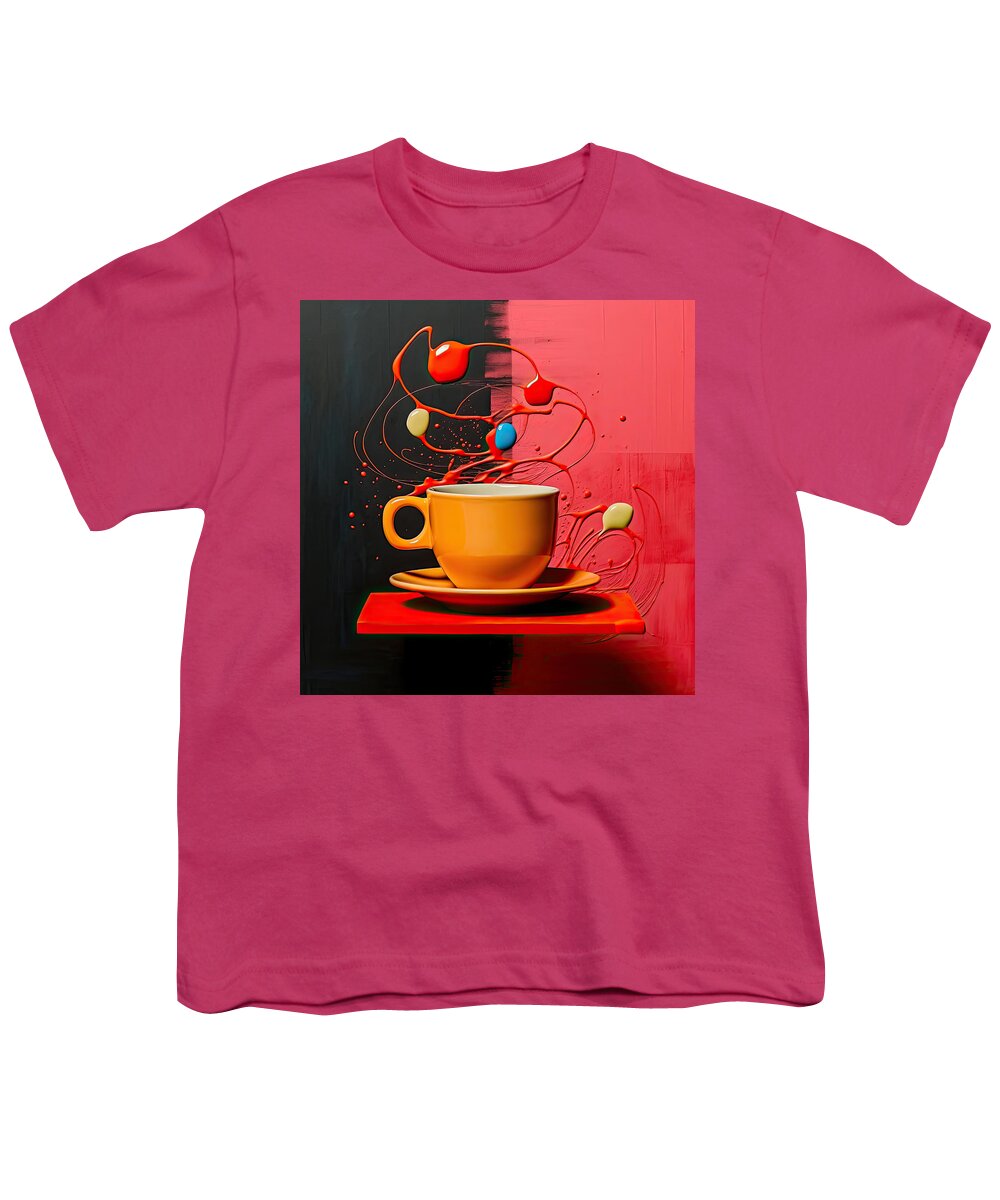 Coffee Youth T-Shirt featuring the digital art Cup O' Coffee by Lourry Legarde