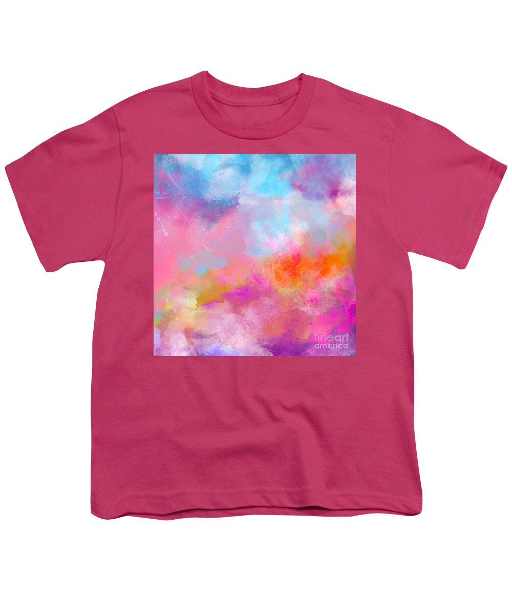 Watercolor Youth T-Shirt featuring the digital art Daimaru - Artistic Abstract Blue Purple Bright Watercolor Painting Digital Art by Sambel Pedes