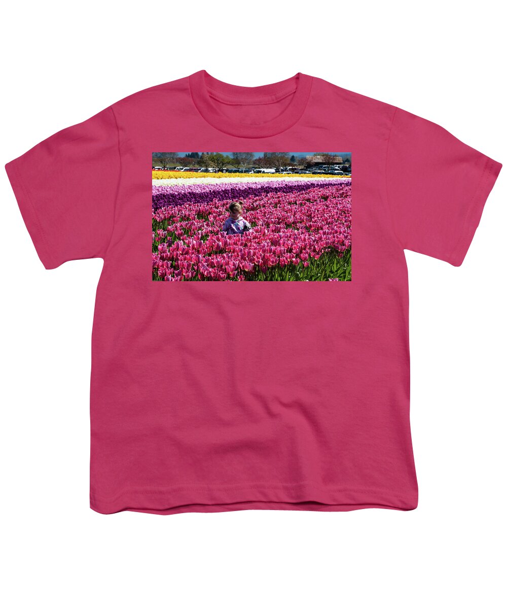 Flower Among The Tulips Youth T-Shirt featuring the photograph Flower Among the Tulips by Tom Cochran