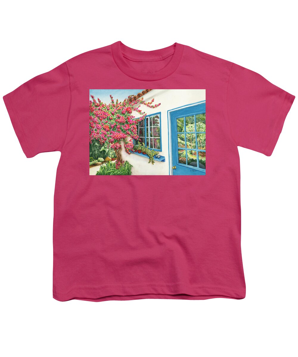 Bungalow Youth T-Shirt featuring the painting Garden Bungalow by Lori Taylor