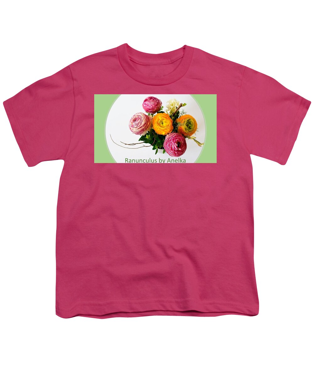 Flowers Youth T-Shirt featuring the mixed media Ranunculus by Nancy Ayanna Wyatt