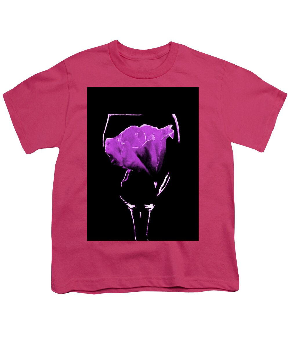 Glass Youth T-Shirt featuring the painting Rose In A Glass In Mauve by Barry BLAKE