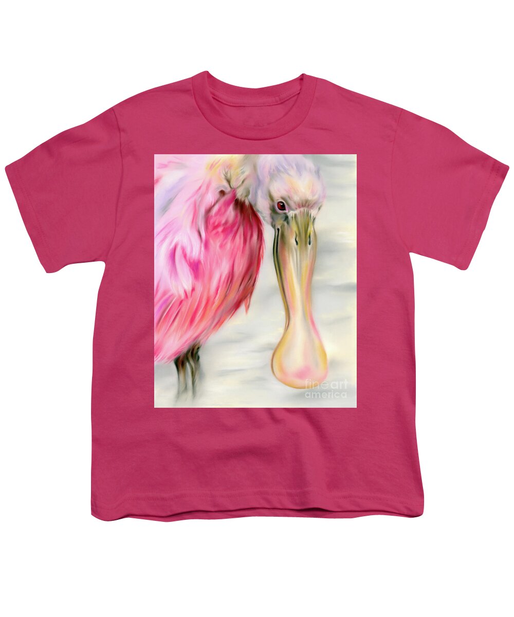 Bird Youth T-Shirt featuring the painting Roseate Spoonbill Wading Bird by MM Anderson