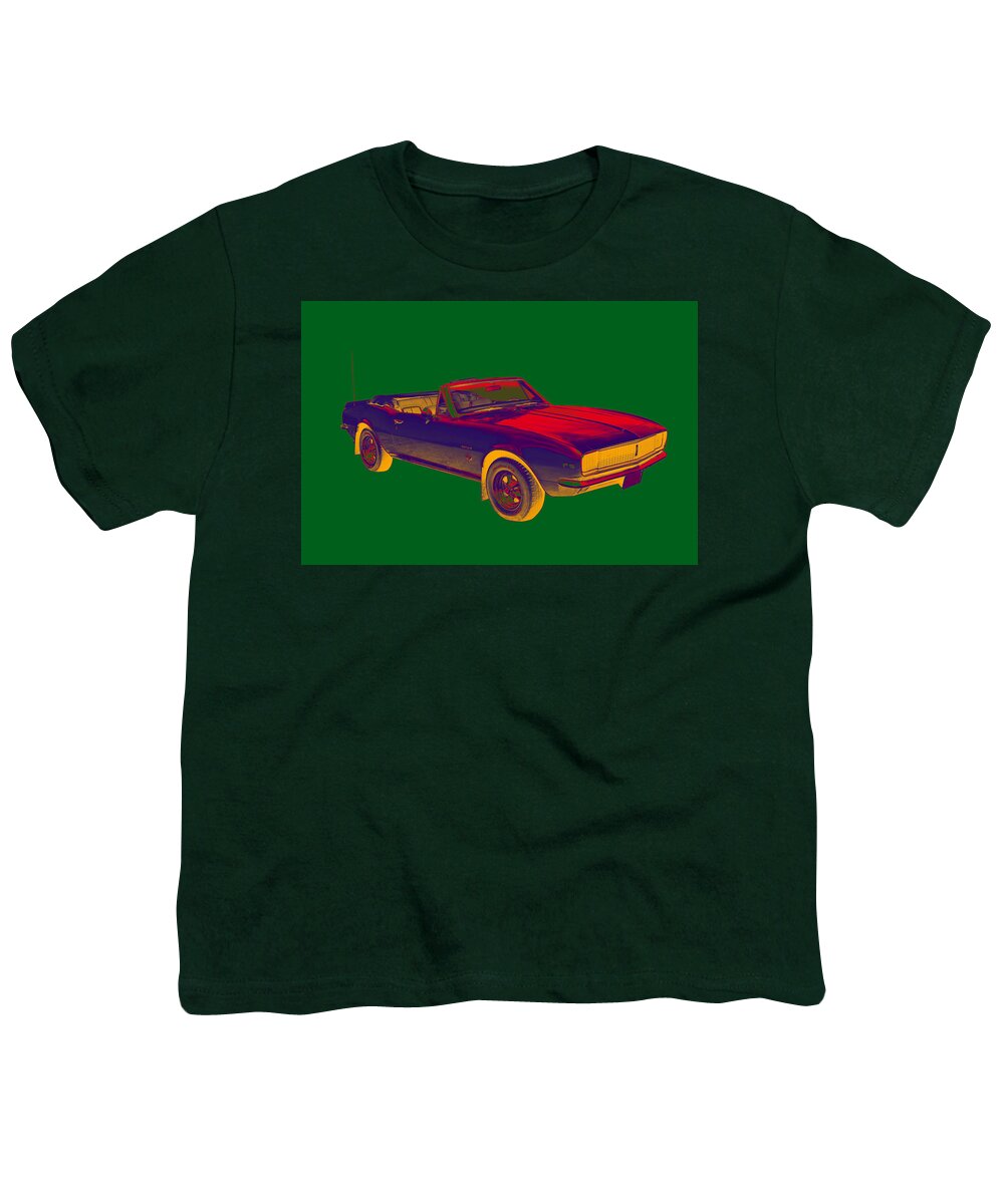1967 Camaro Youth T-Shirt featuring the photograph 1967 Convertible Camaro Muscle Car Pop Art by Keith Webber Jr
