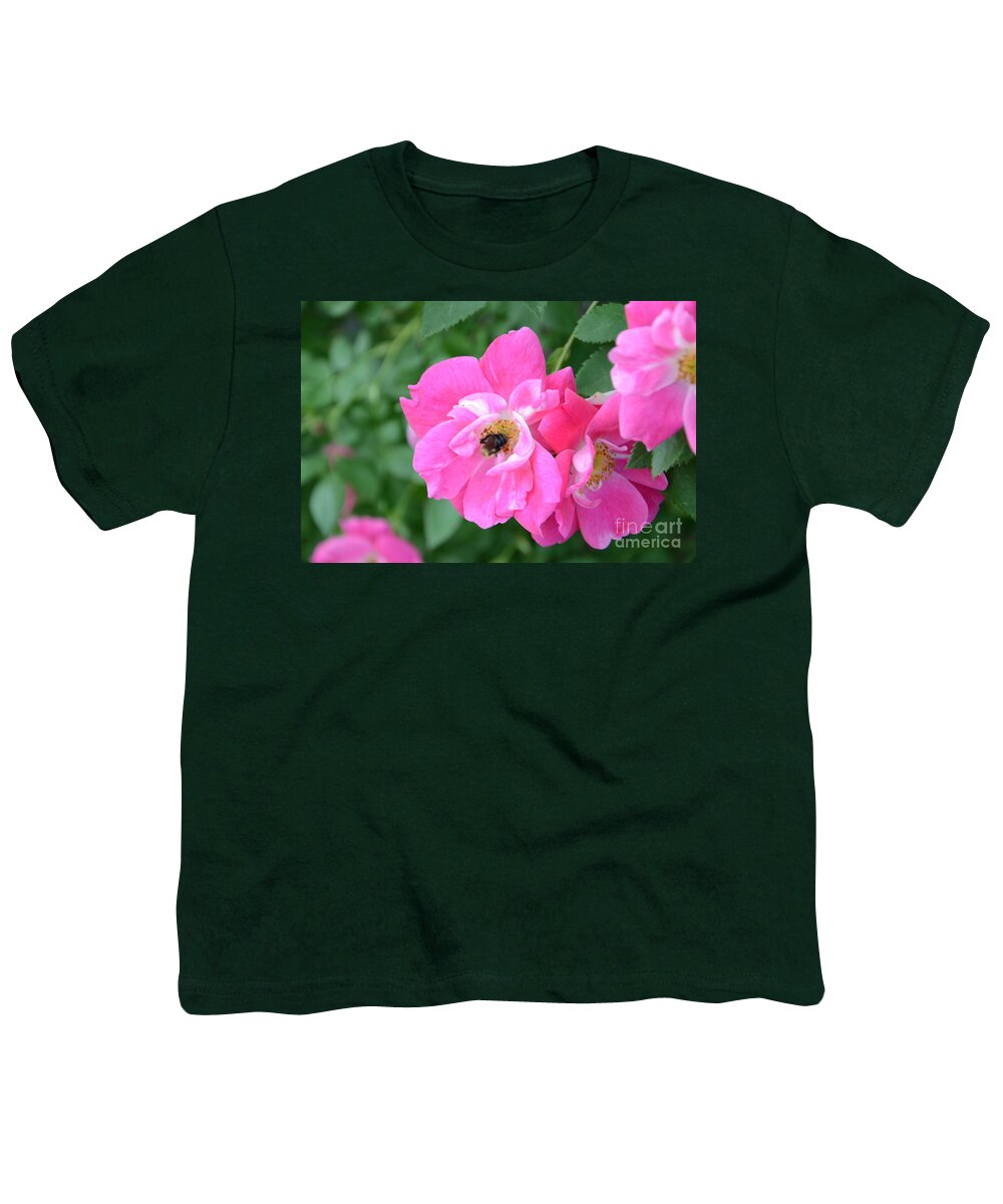 Bee Youth T-Shirt featuring the photograph Bee Rosy by Laurel Best