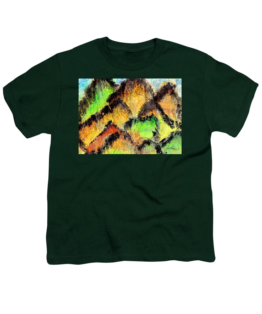 Hand Painted Youth T-Shirt featuring the painting Climb Every Mountain by Joan Reese