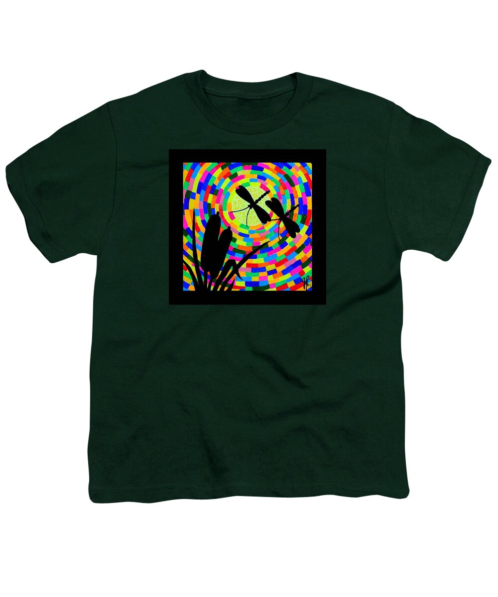 Dragonflies Youth T-Shirt featuring the painting Dragonfly Silhouette by Jim Harris
