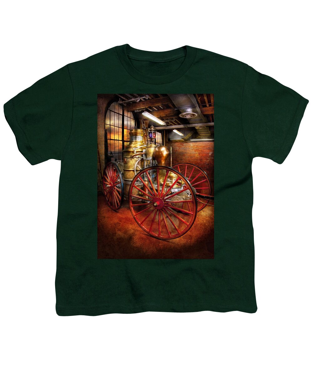 Suburbanscenes Youth T-Shirt featuring the photograph Fireman - One day a long time ago by Mike Savad