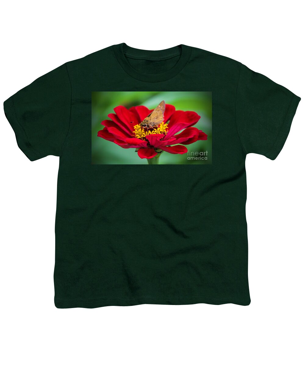 Red Zinnia Flower Youth T-Shirt featuring the photograph Lasting Affection by Elizabeth Winter