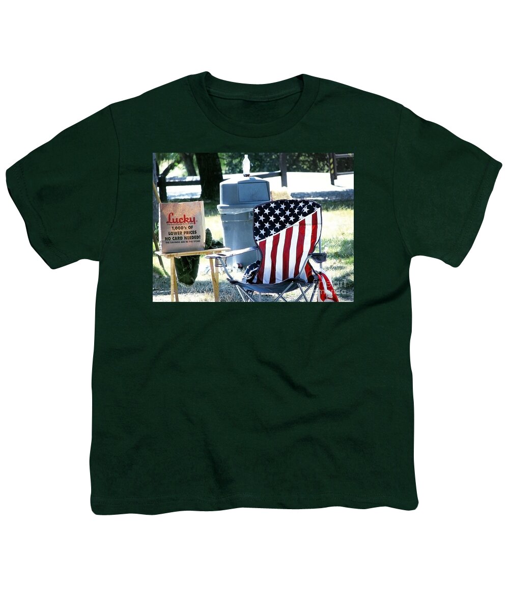 Picnic Youth T-Shirt featuring the photograph Lucky American by Ellen Cotton