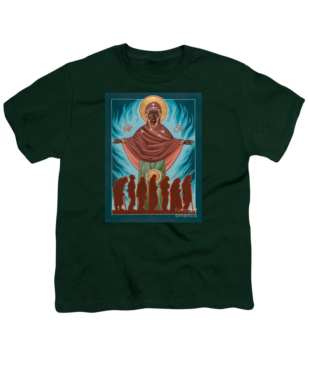 Andrew Harvey Youth T-Shirt featuring the painting Mother of Sacred Activism with Eichenberg's Christ of the Breadline by William Hart McNichols