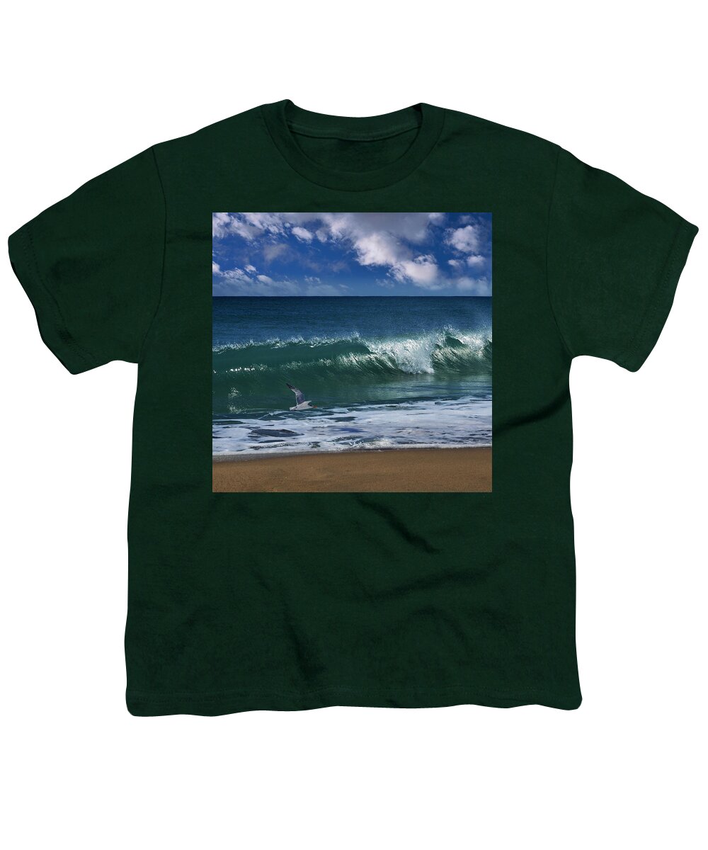 Wave Youth T-Shirt featuring the photograph Ocean Blue Morning by Laura Fasulo