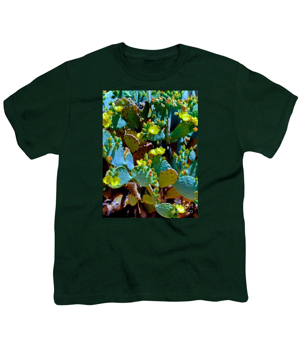 Opuntia Youth T-Shirt featuring the photograph PricKLy FieLDS by Angela J Wright