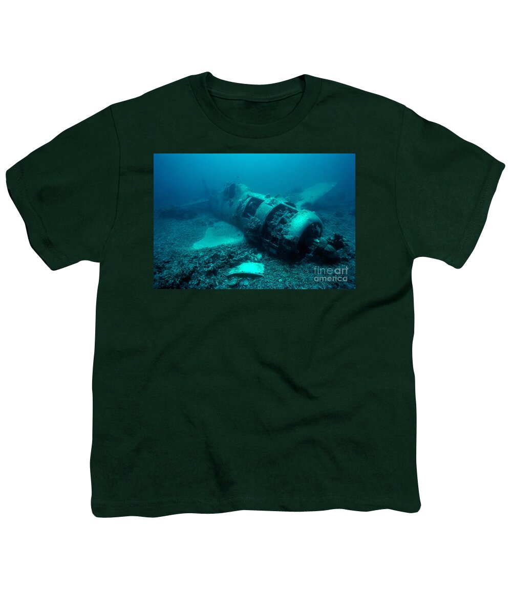 Usa Youth T-Shirt featuring the photograph Sunken US Hellcat Fighter by Michael McCoy