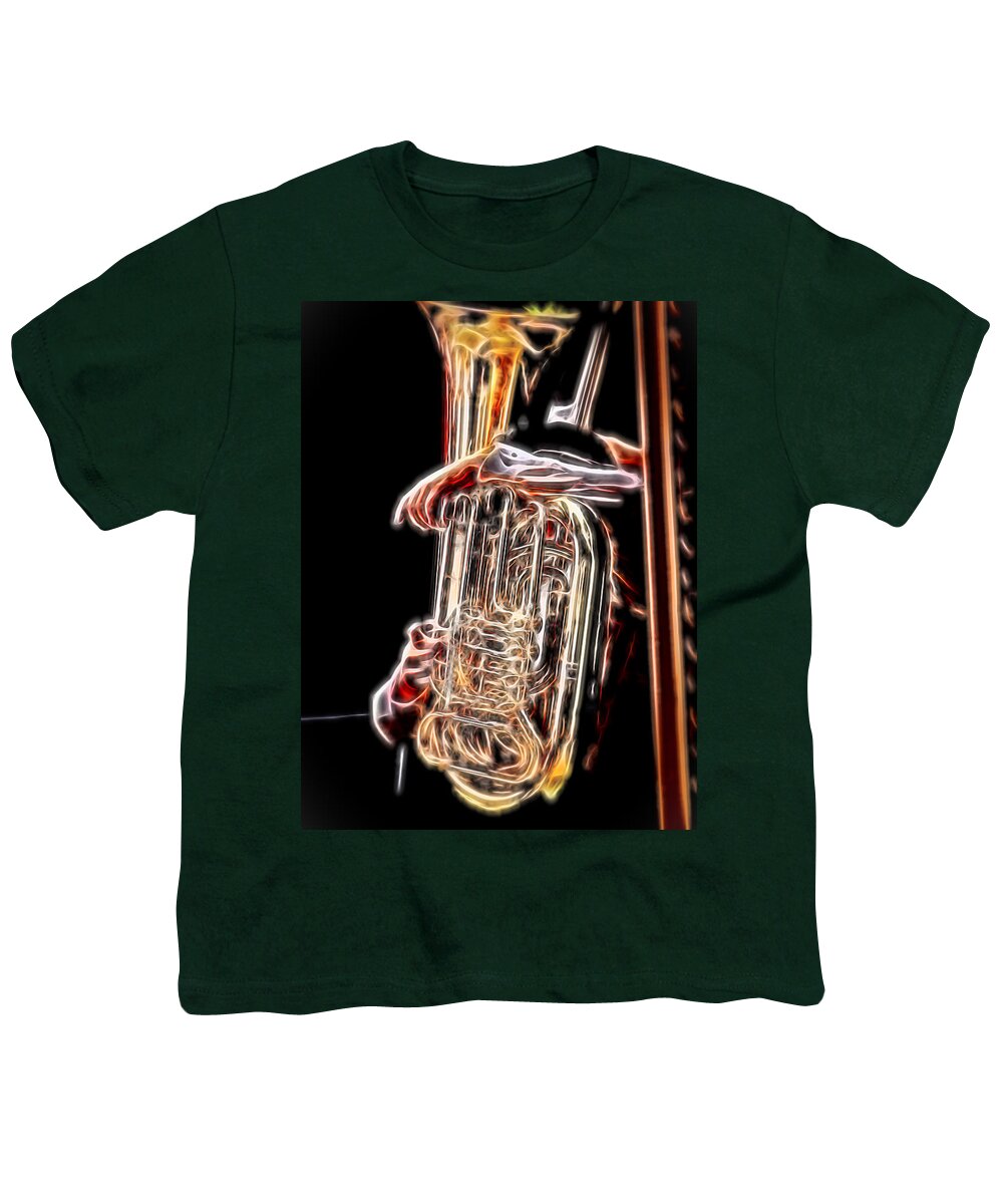 Tuba Youth T-Shirt featuring the photograph Tuba Player by Ron Roberts