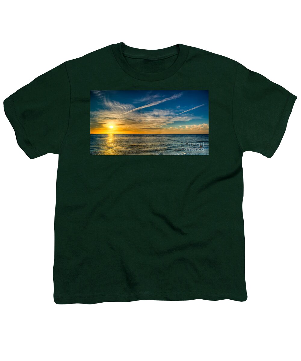 Sunset Youth T-Shirt featuring the photograph Vapor Trail by Adrian Evans