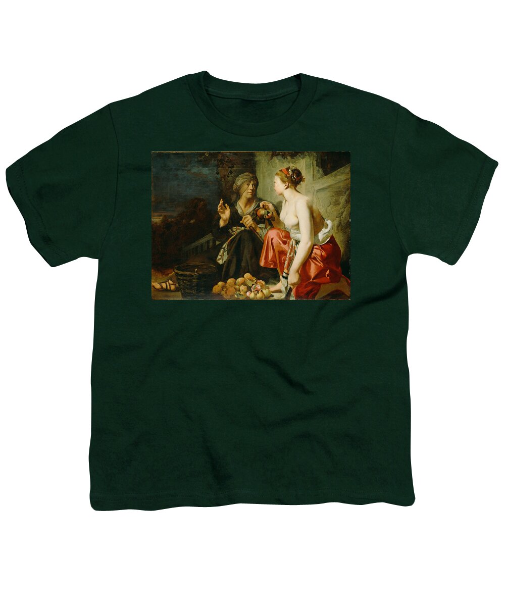 Attributed To Caesar Van Everdingen Youth T-Shirt featuring the painting Vertumnus and Pomona by Attributed to Caesar van Everdingen