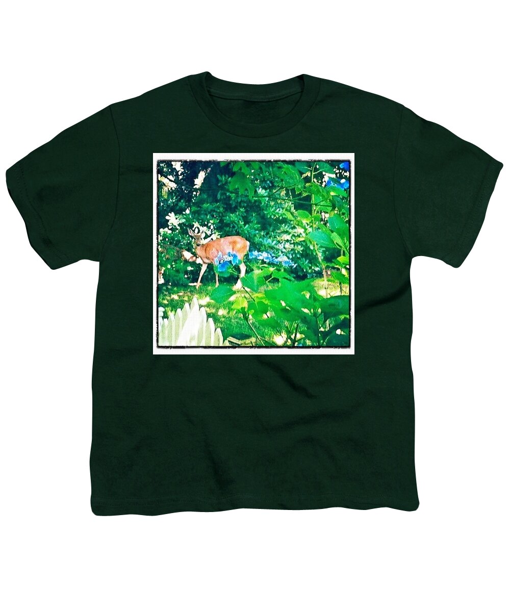 Deer Youth T-Shirt featuring the photograph Deer in Our Backyard by Anna Porter