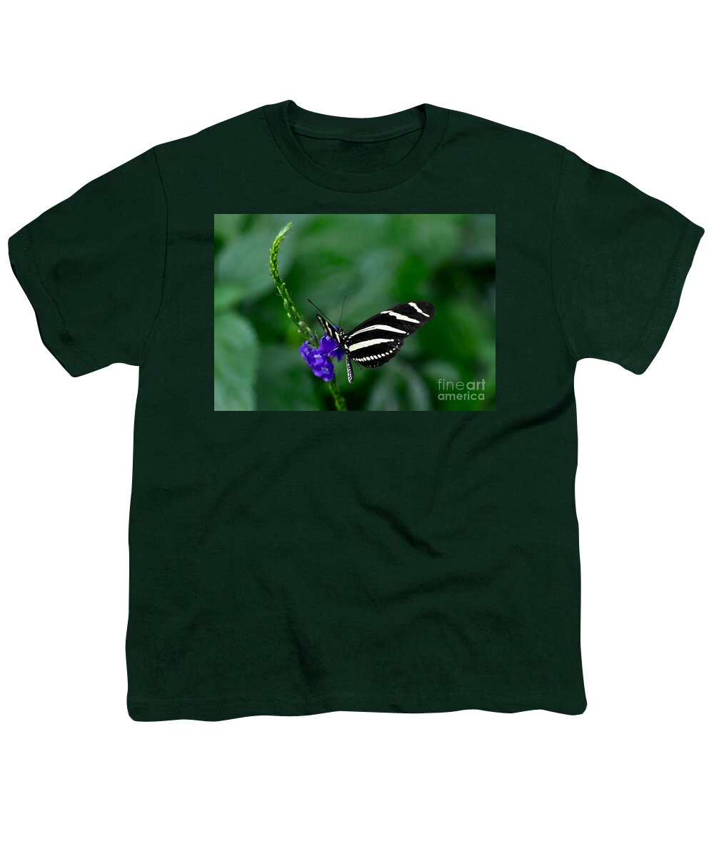 Butterfly Youth T-Shirt featuring the photograph Zebra Longwing by Elaine Manley