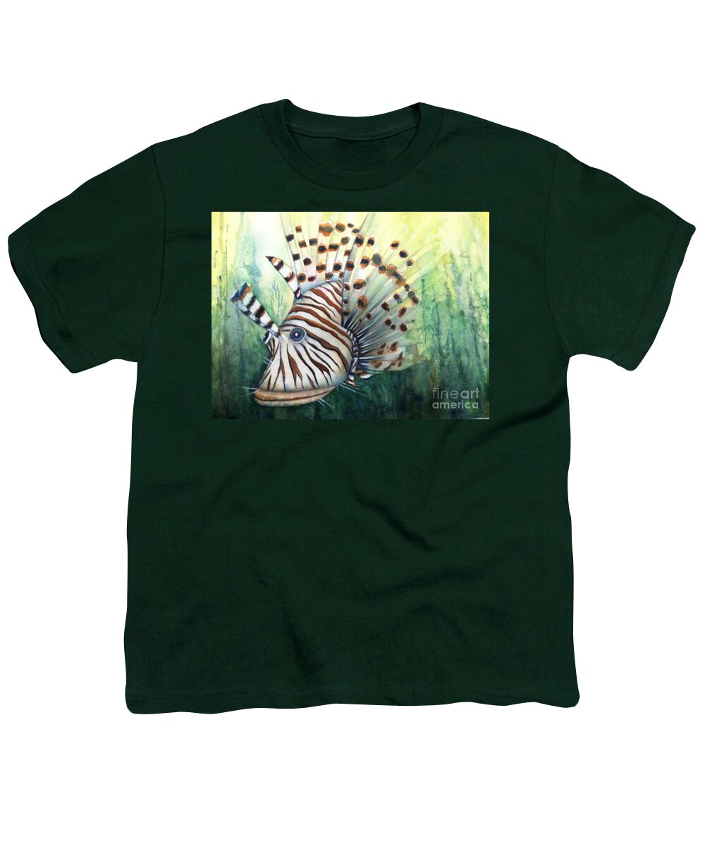 Lionfish Youth T-Shirt featuring the painting Lionfish by Midge Pippel