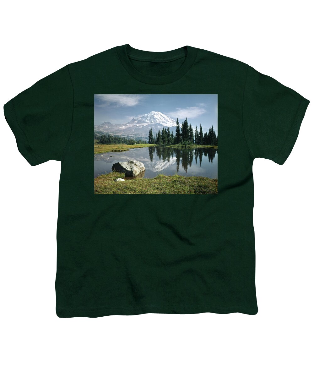 104862h Youth T-Shirt featuring the photograph 104862-H Mt. Rainier Spray Park Reflect by Ed Cooper Photography